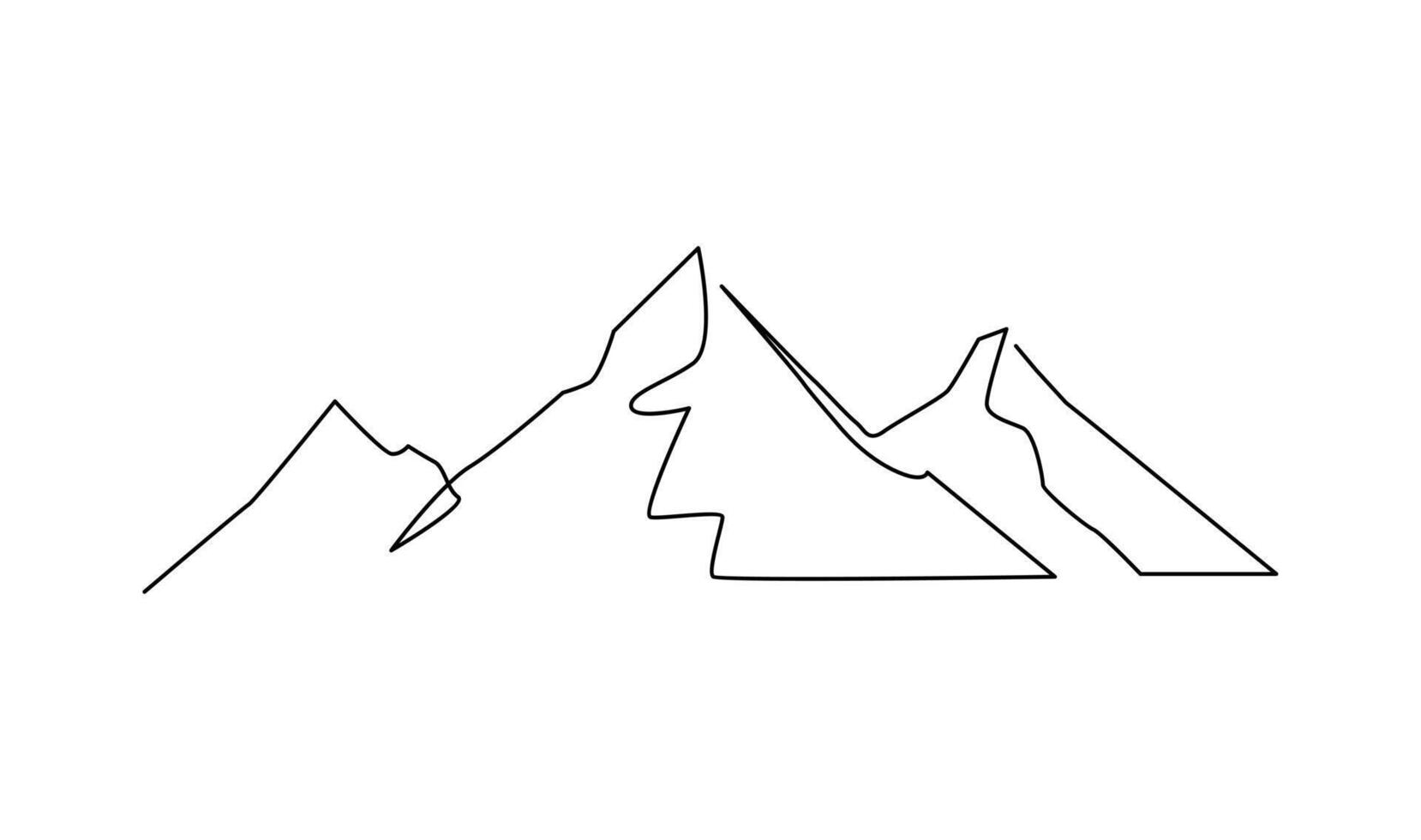 One continuous line drawing of mountain range landscape template vector