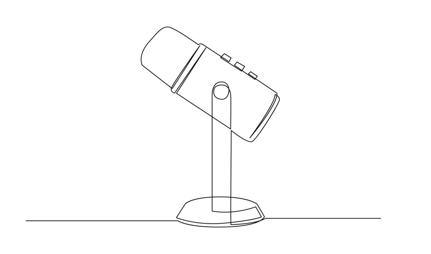 Continuous Line Drawing of Vector wired microphone icon