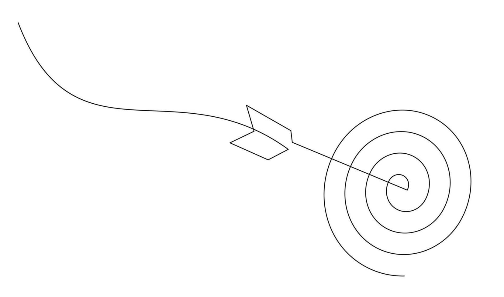 Continuous line drawing of arrow in center of target design vector