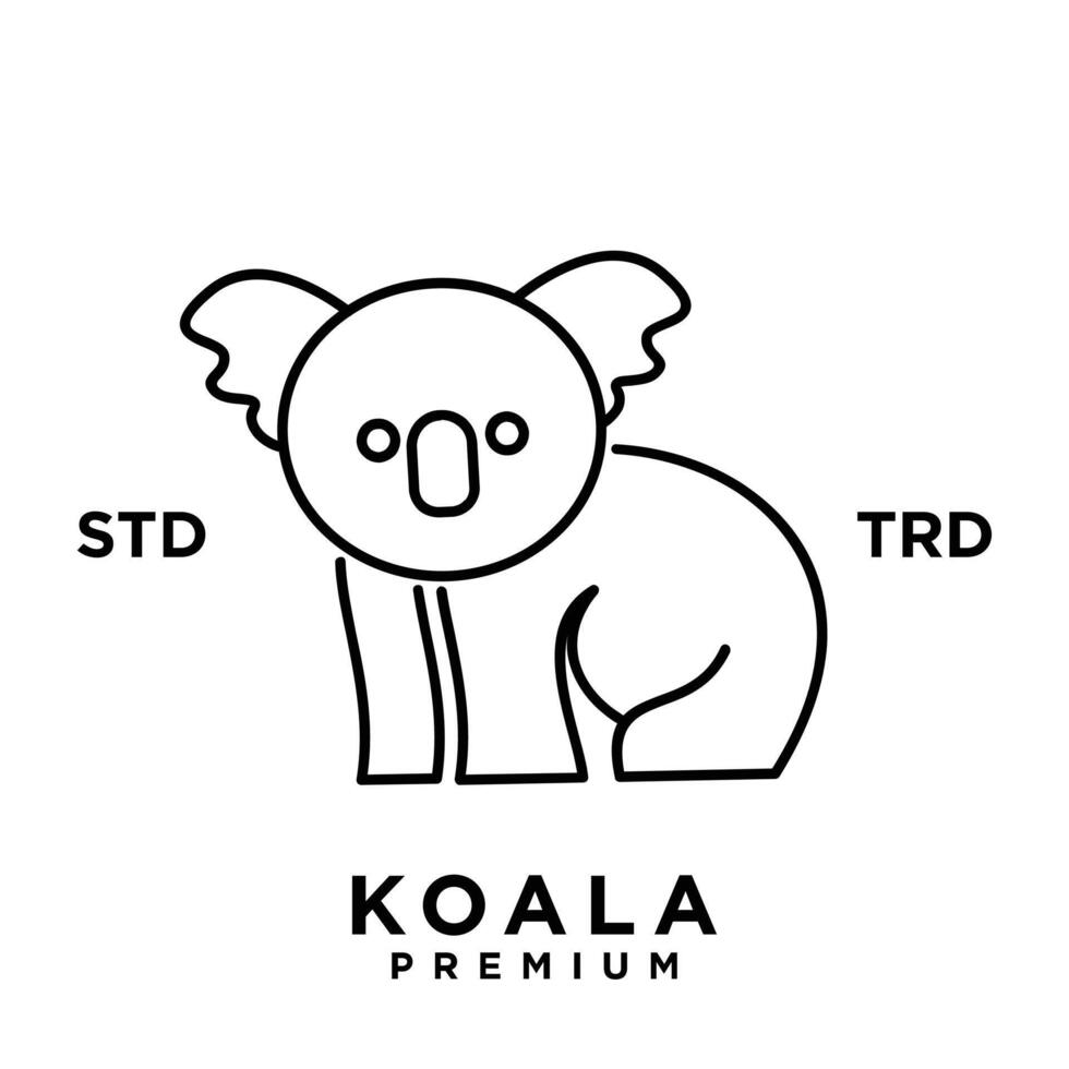 Koala outline logo icon. Australian animal for web and design vector