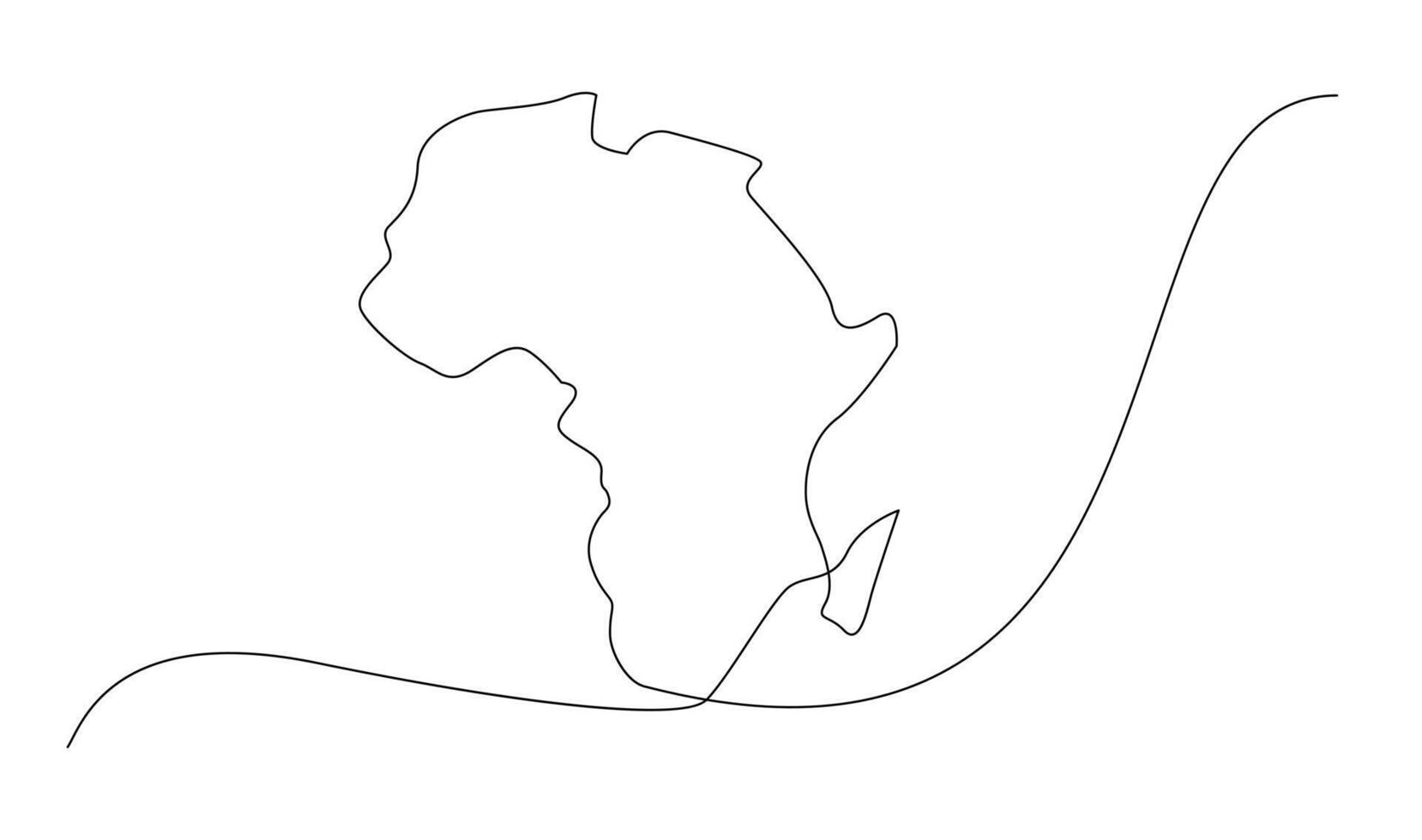 soltero continuo línea Arte mapa de África vector