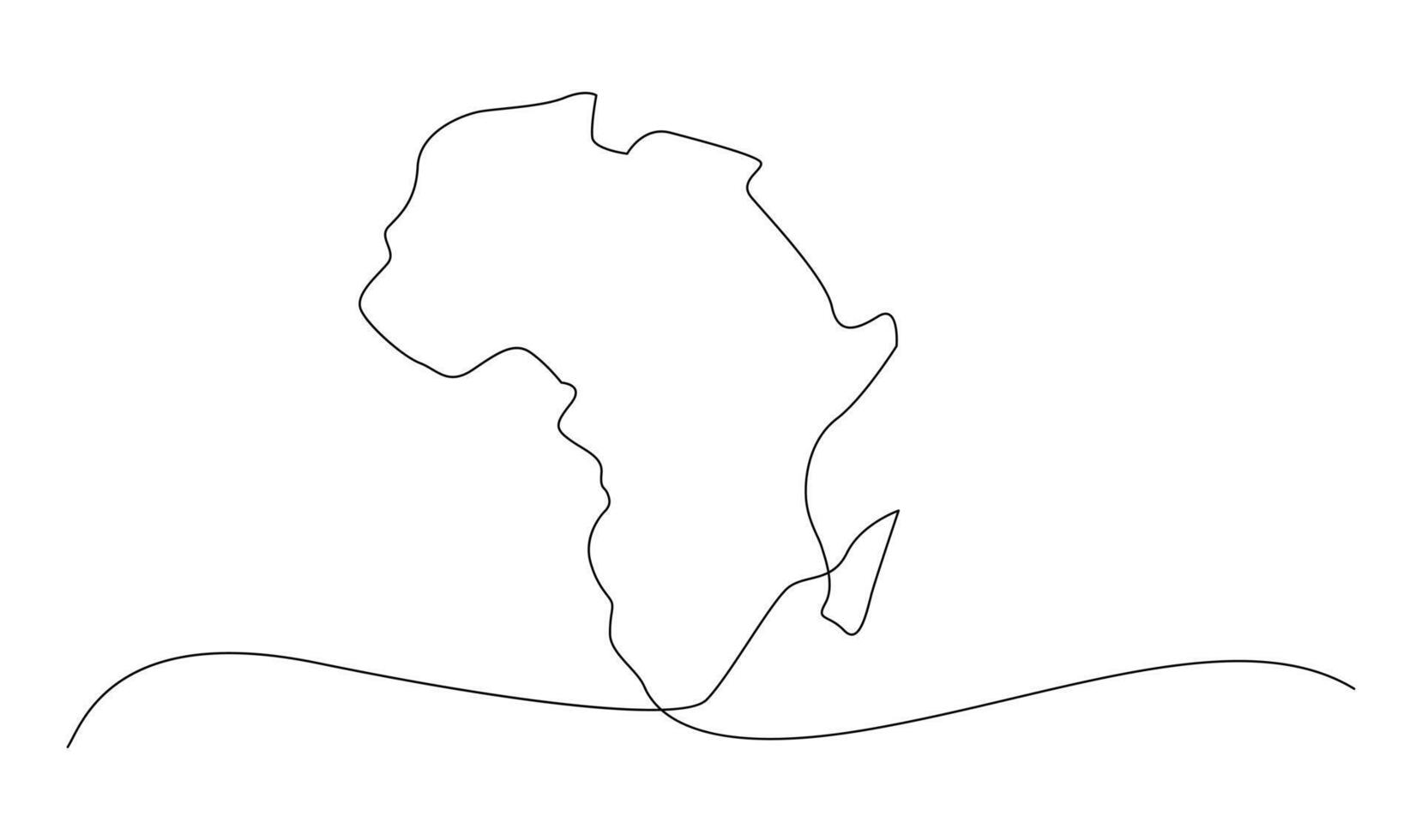 Single continuous line art map of Africa vector