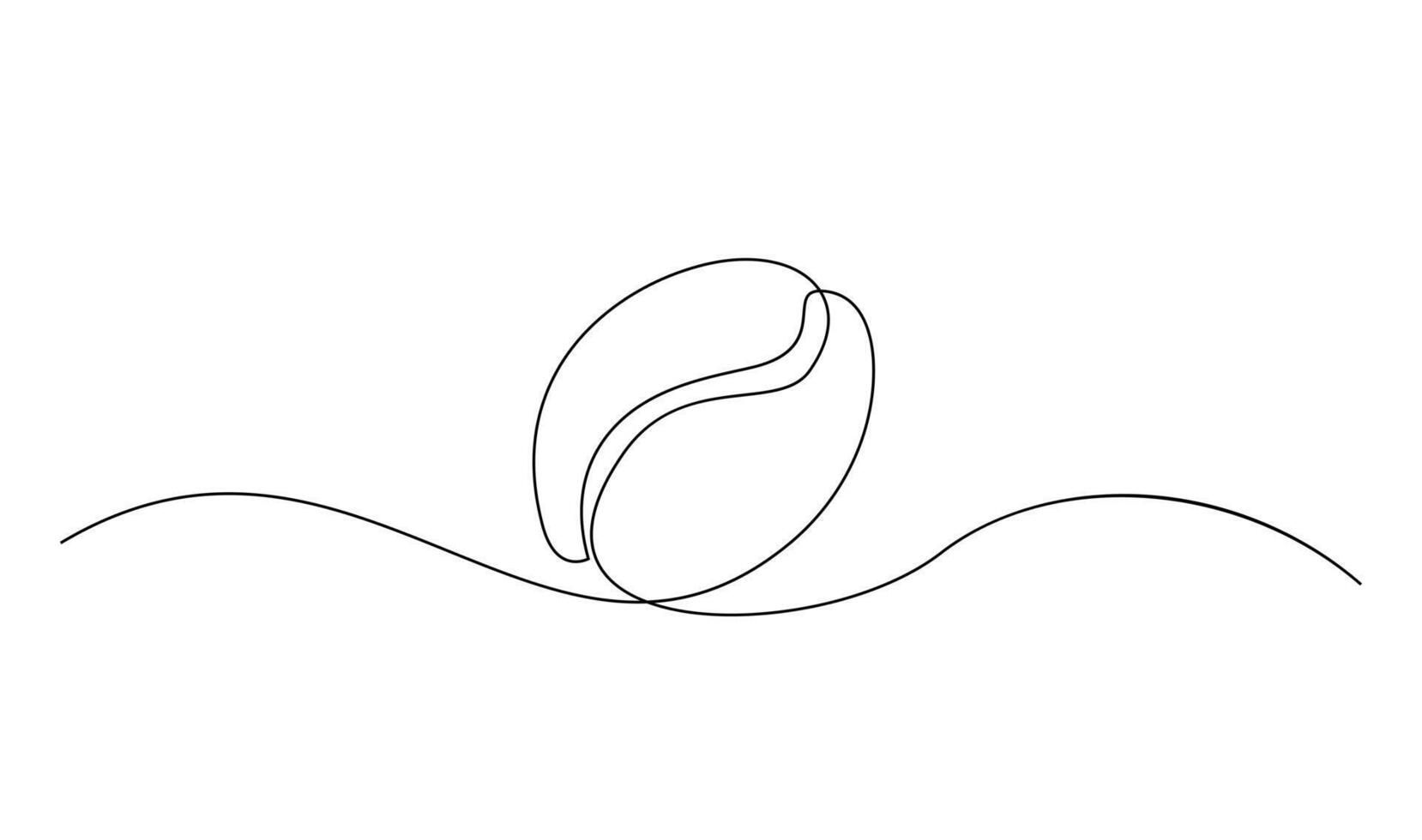 Linear coffee grain background. One continuous line drawing of a coffee bean vector