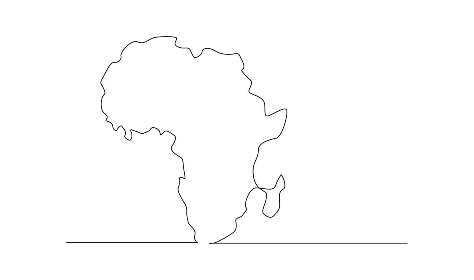 soltero continuo línea Arte mapa de África vector