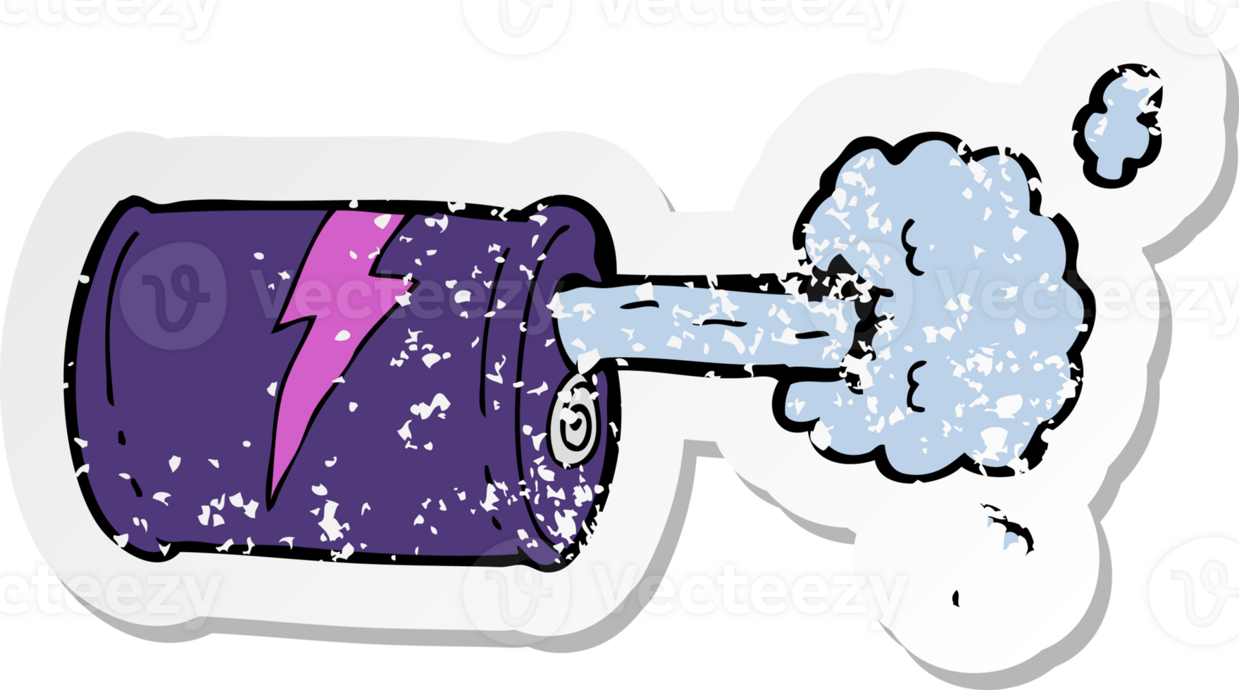 retro distressed sticker of a cartoon fizzy drink can png