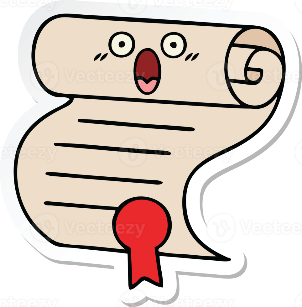sticker of a cute cartoon contract png