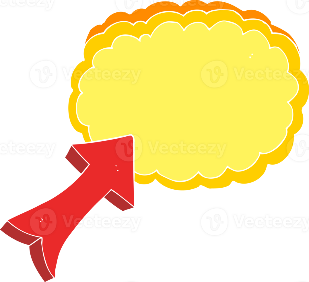 flat color illustration of a cartoon pointing arrow png