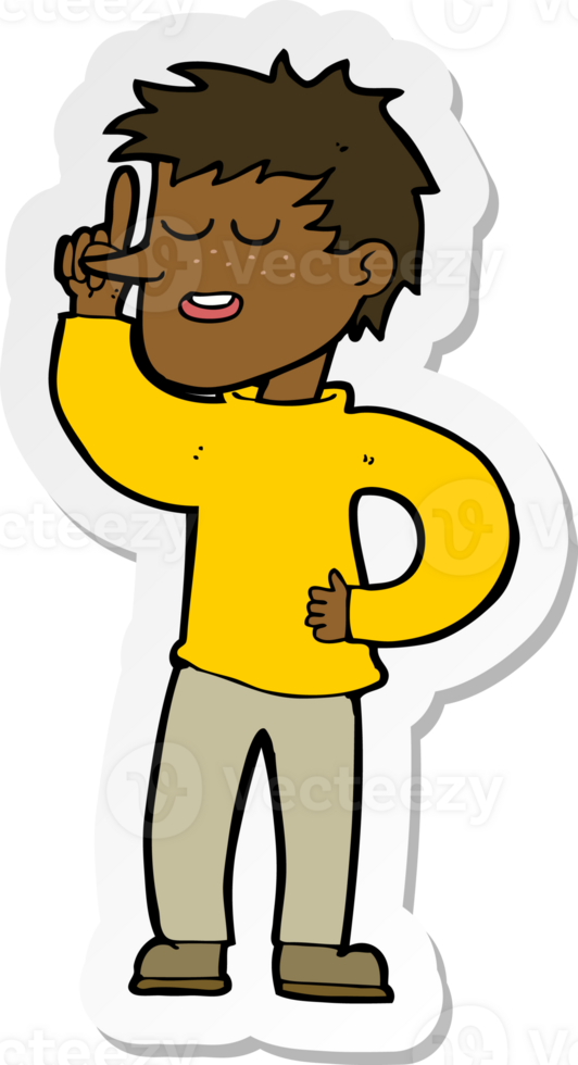 sticker of a cartoon man with idea png