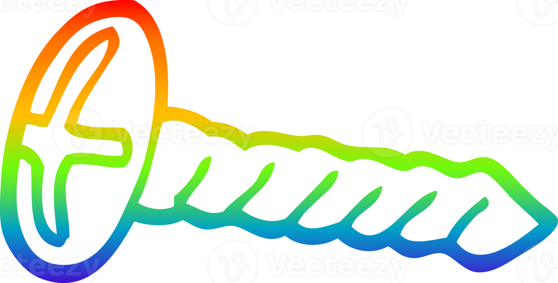 rainbow gradient line drawing of a cartoon metal screw png