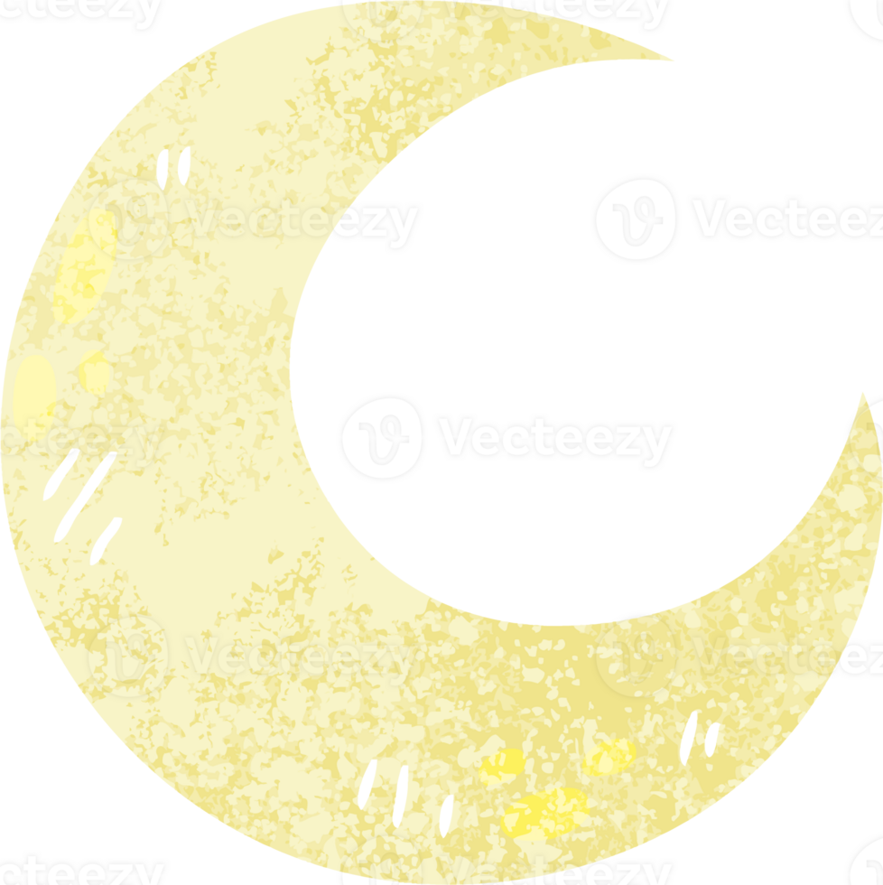 quirky retro illustration style cartoon crescent moon png