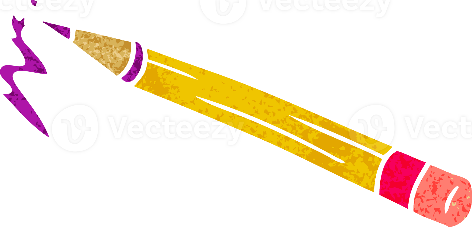 hand drawn retro cartoon doodle of a coloured pencil png
