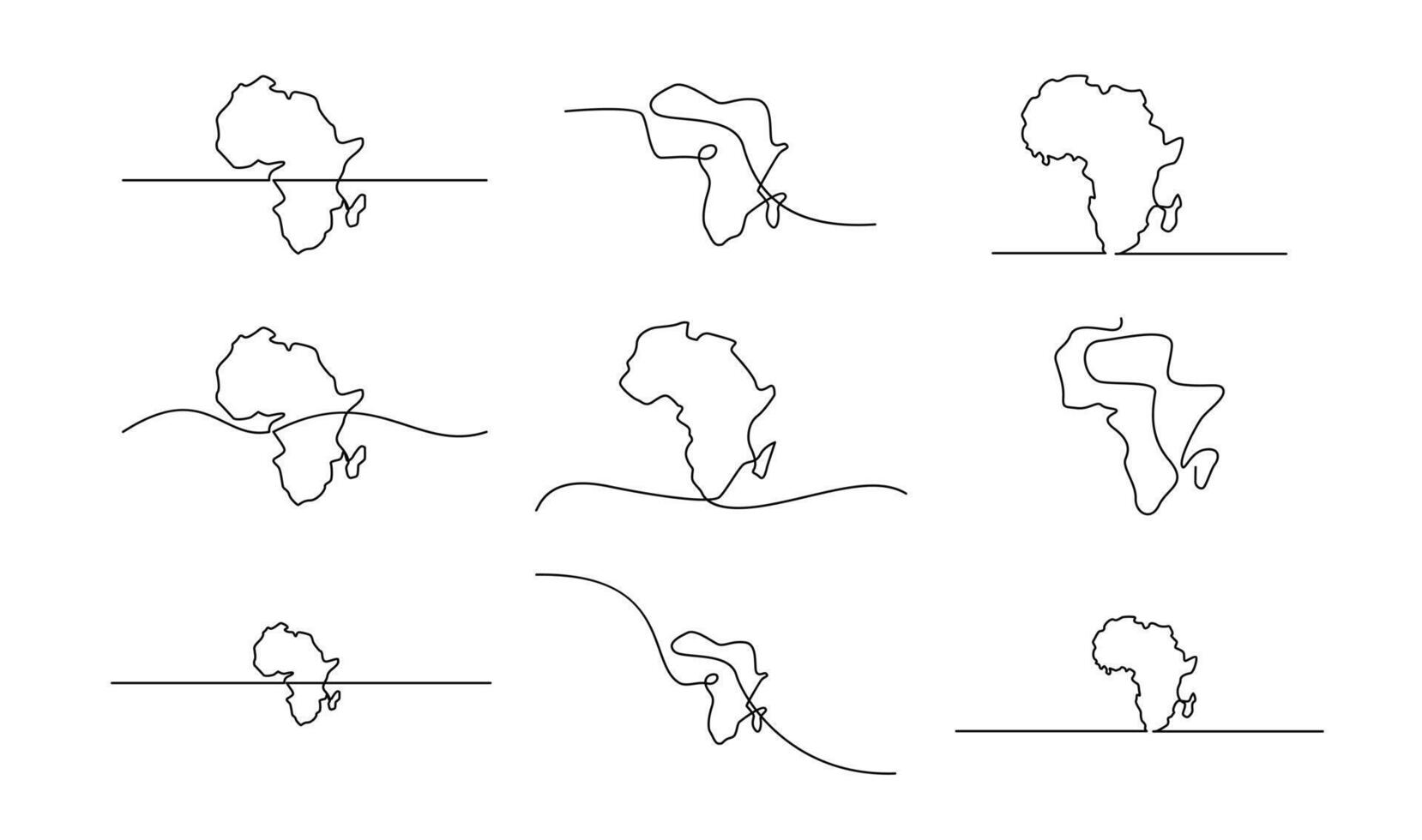 soltero continuo línea Arte mapa de África vector