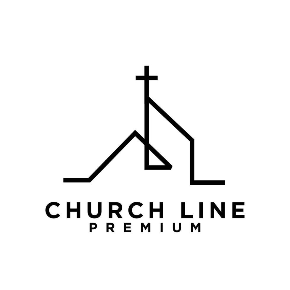 church single line logo vector