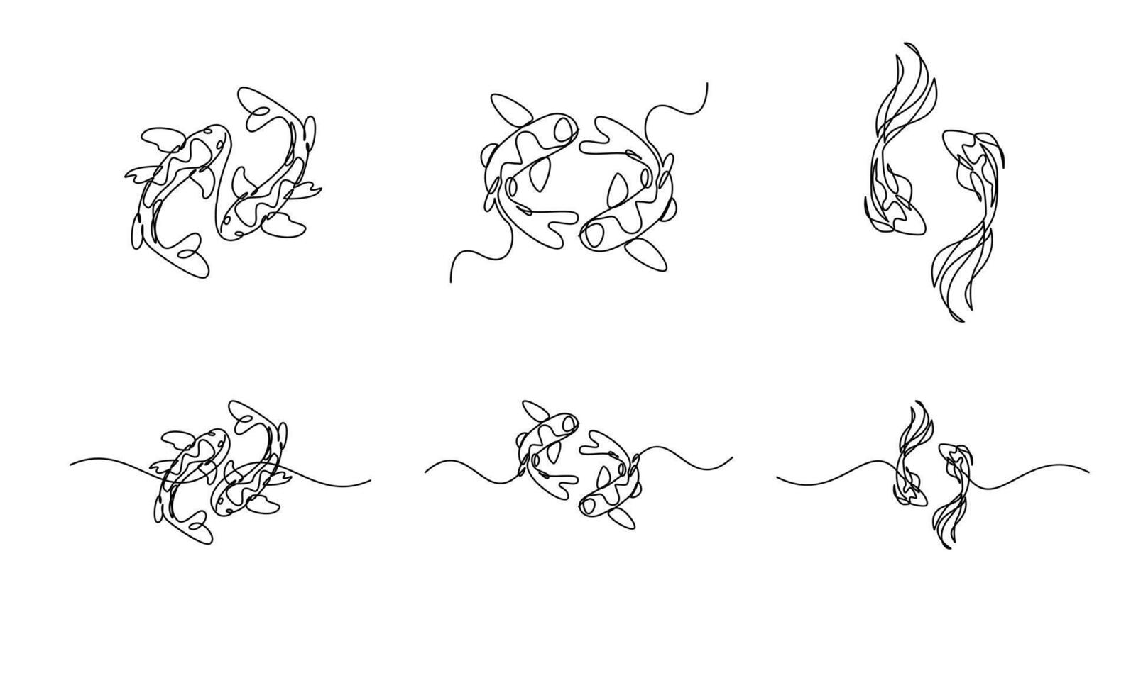 koi carp fish on the white background in a continuous single line drawing style vector
