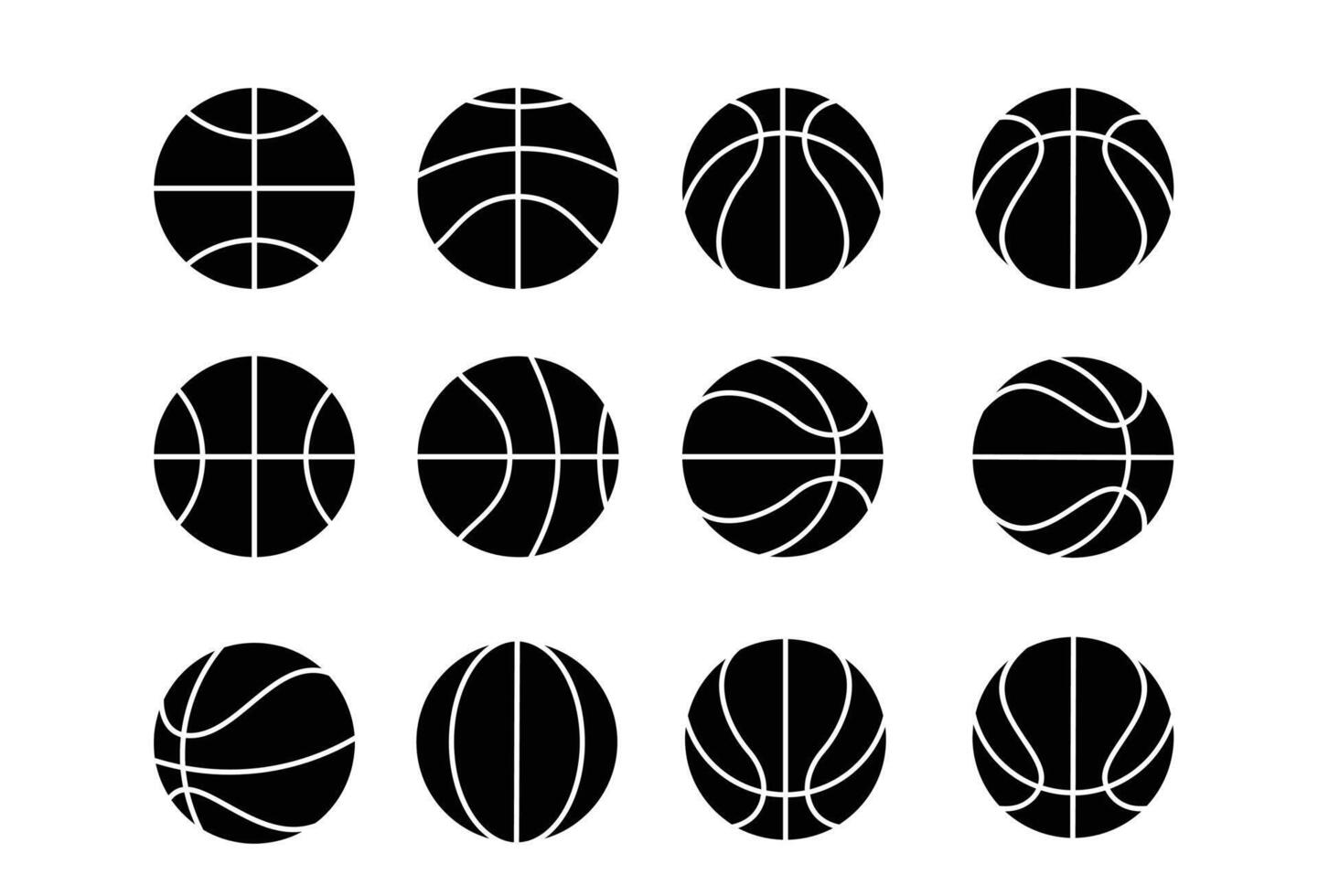 Set of basketball balls. Vector illustration isolated on a white background.