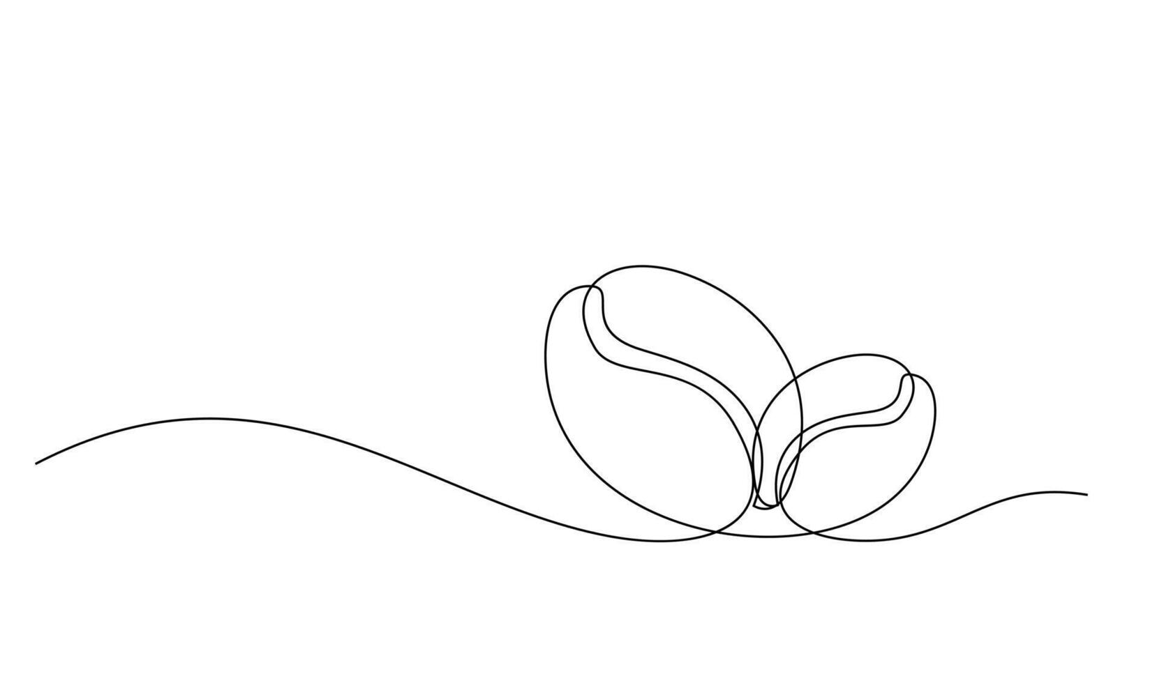 Linear coffee grain background. One continuous line drawing of a coffee bean vector