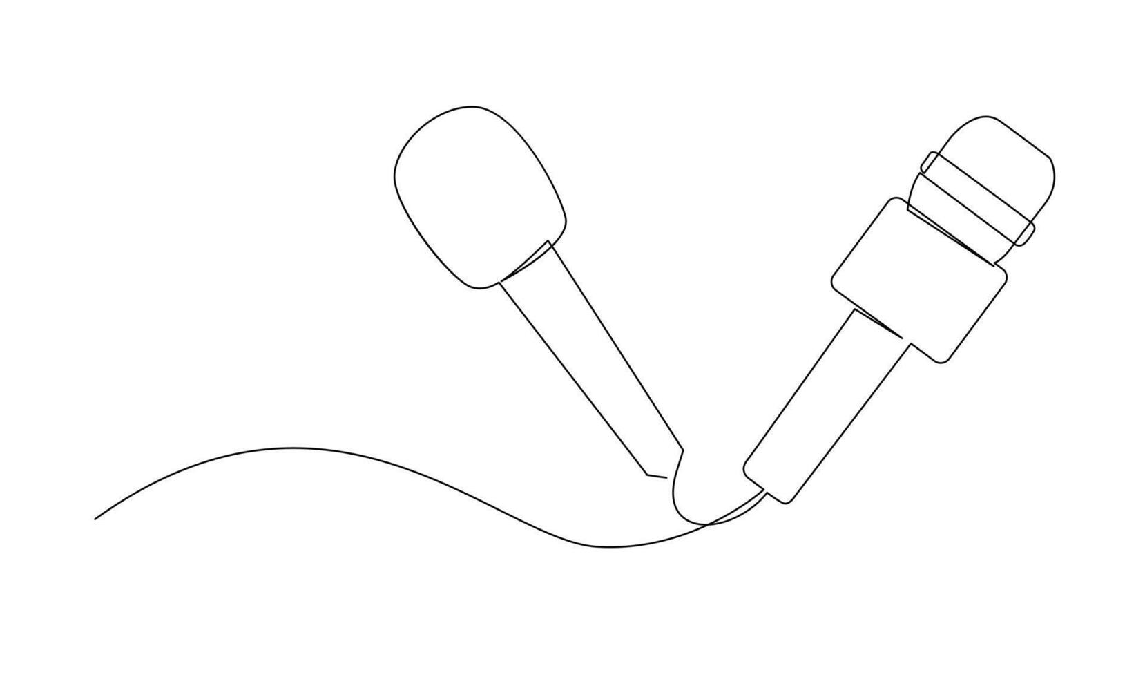 Continuous Line Drawing of Vector wired microphone icon