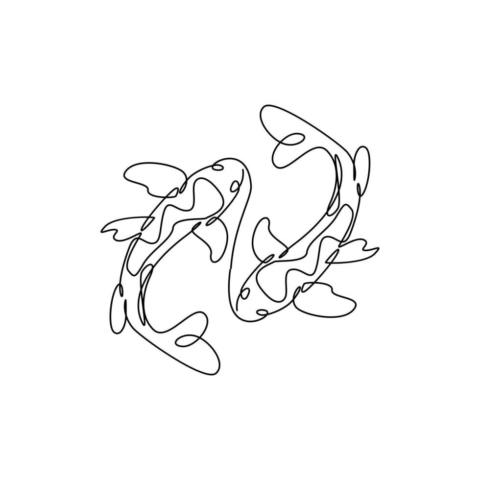 koi carp fish on the white background in a continuous single line drawing style vector