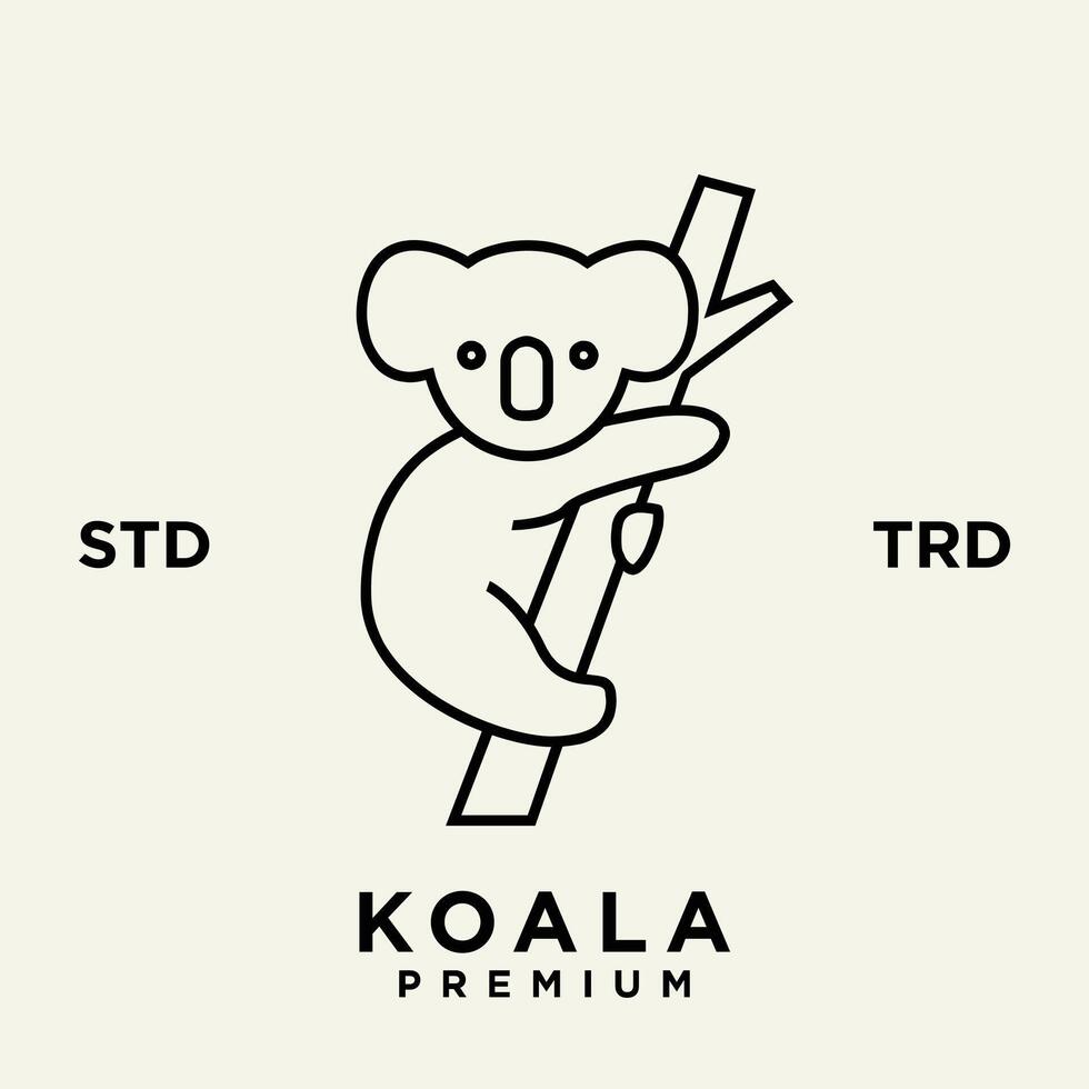 Koala outline logo icon. Australian animal for web and design vector