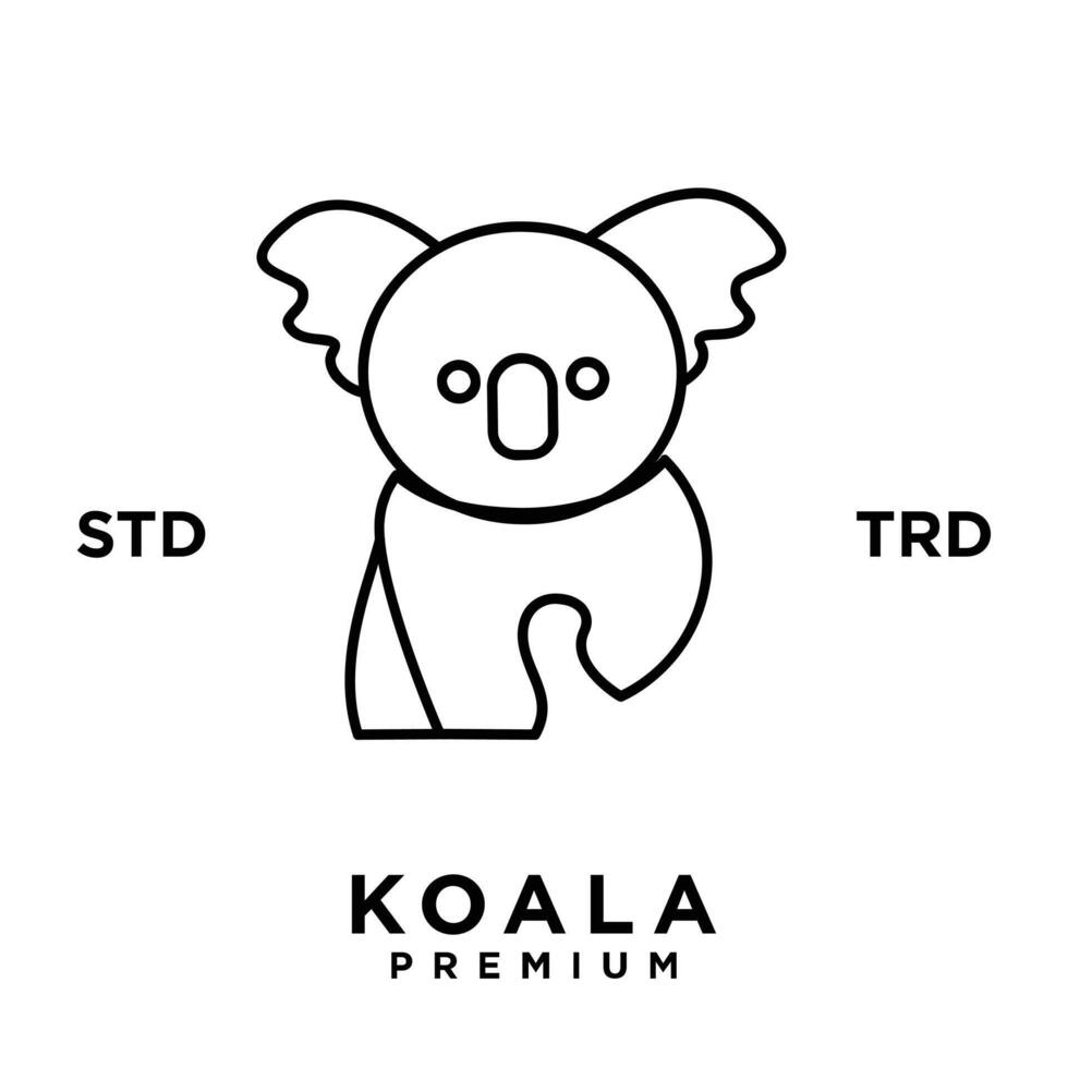 Koala outline logo icon. Australian animal for web and design vector