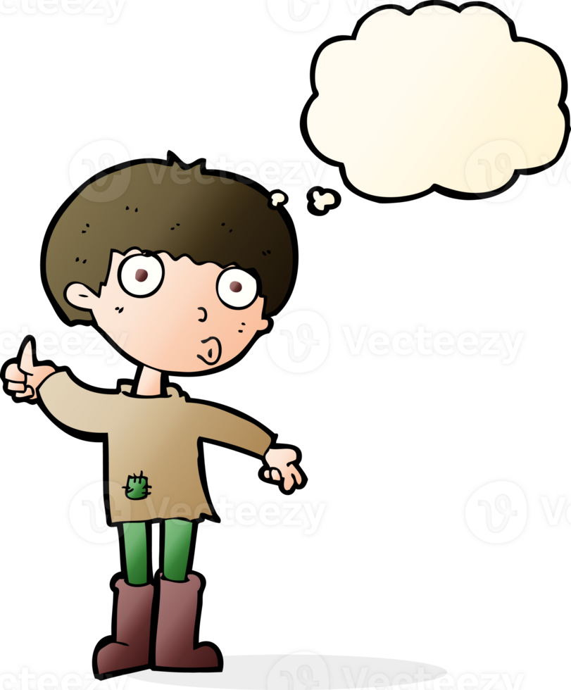 cartoon boy asking question with thought bubble png