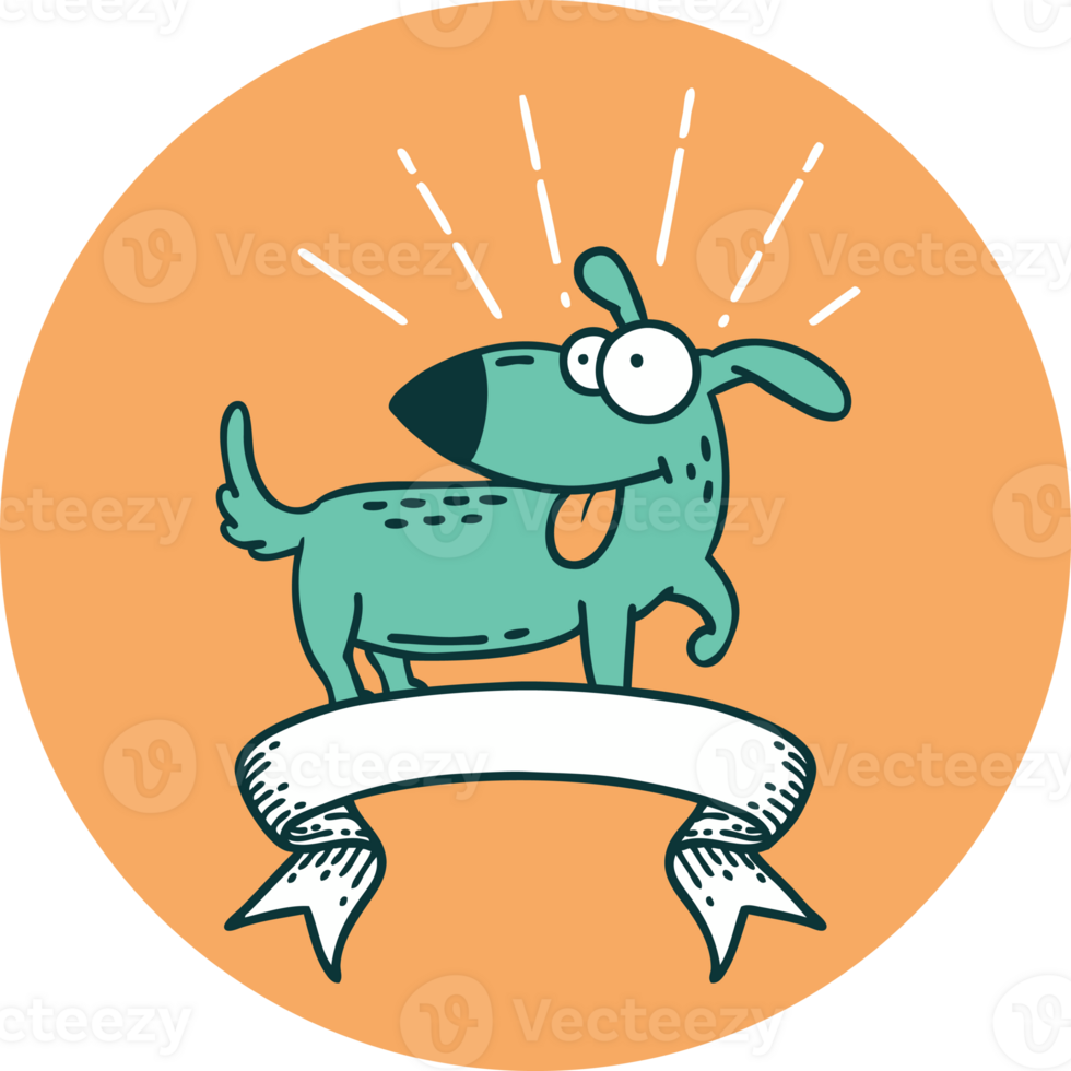 icon of a tattoo style happy dog png