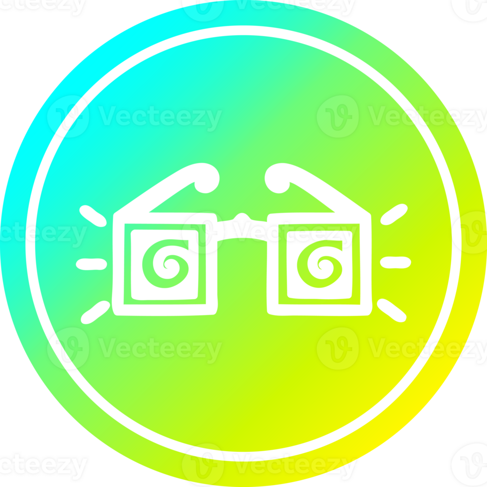 especificaciones de rayos x circulares en espectro de gradiente frío png