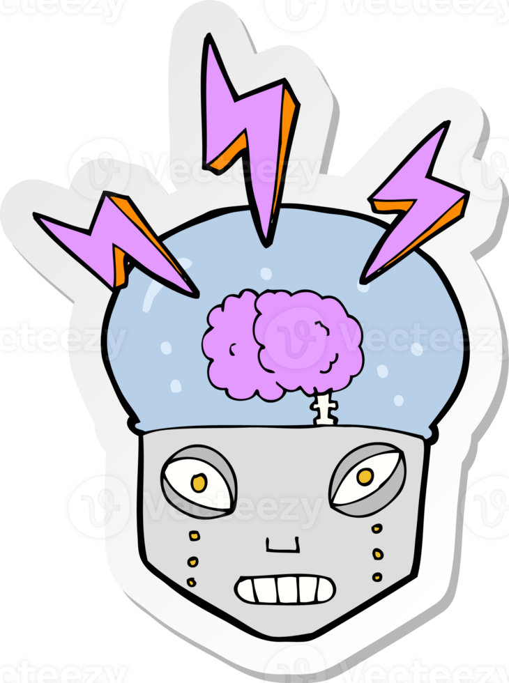 sticker of a cartoon clever robot png