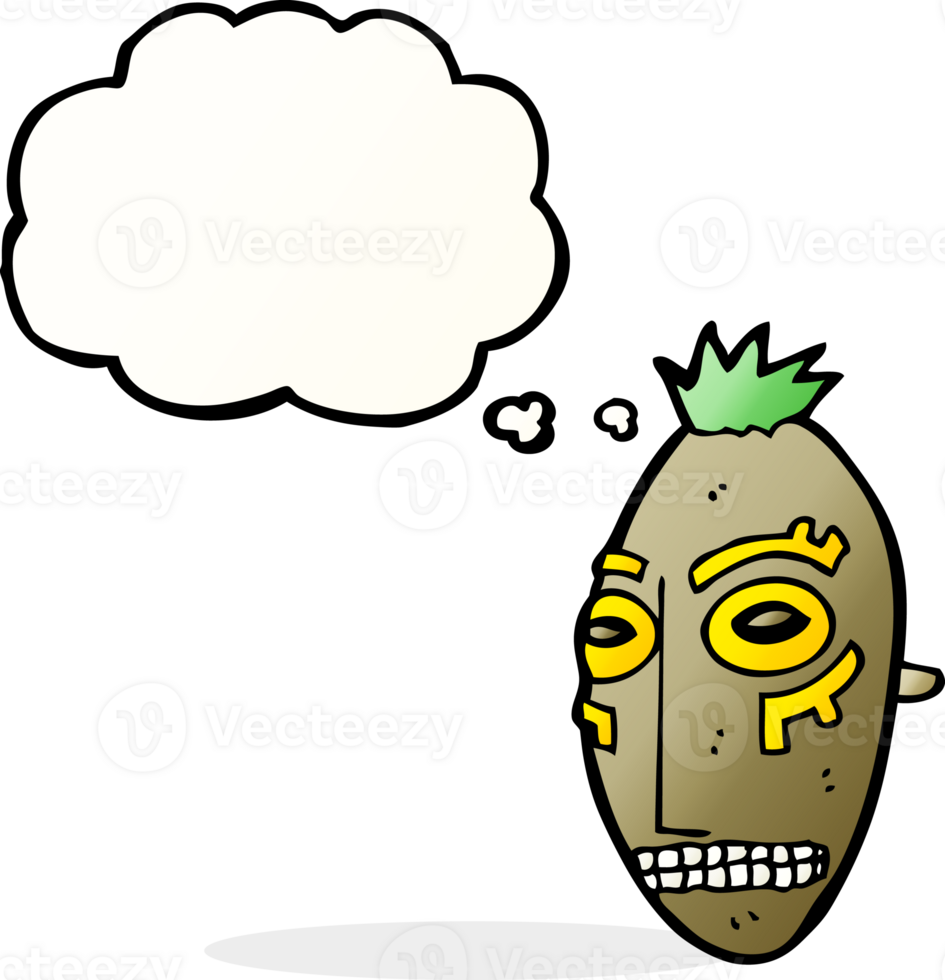 cartoon tribal mask with thought bubble png