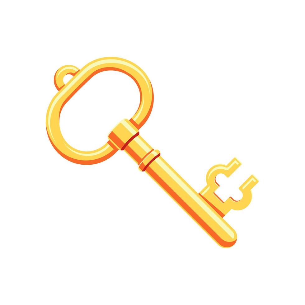 Gold key vector isolated on white background.