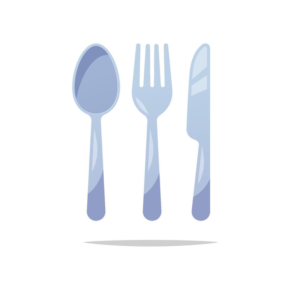 Spoon, knife, fork vector isolated on white background.