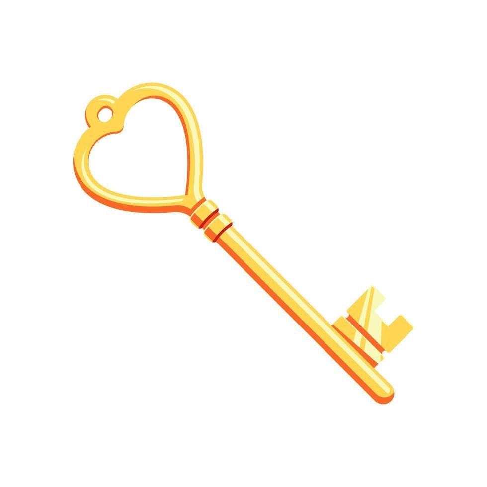 Gold key vector isolated on white background.