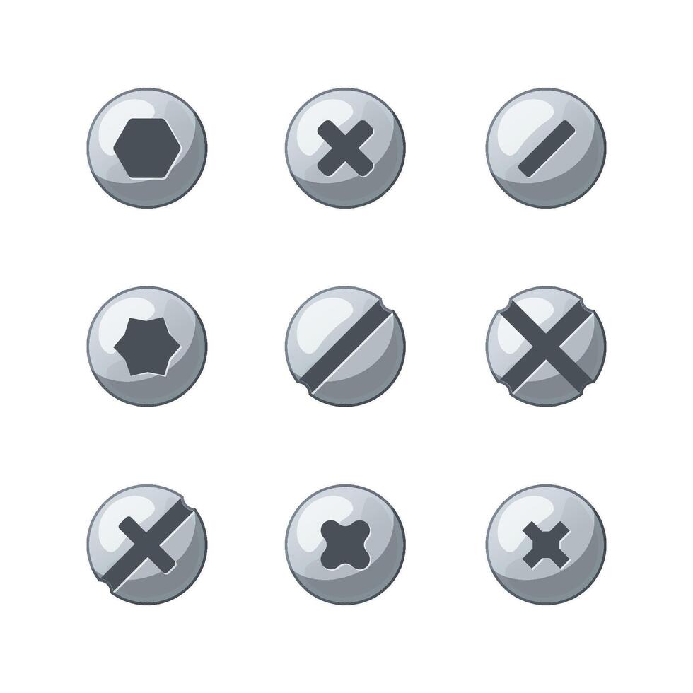 Screws head vector isolated on white background.
