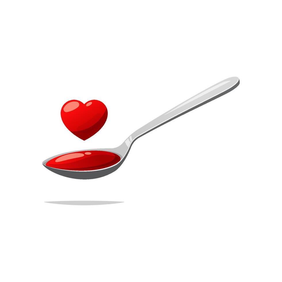 Spoon with heart vector isolated on white background.