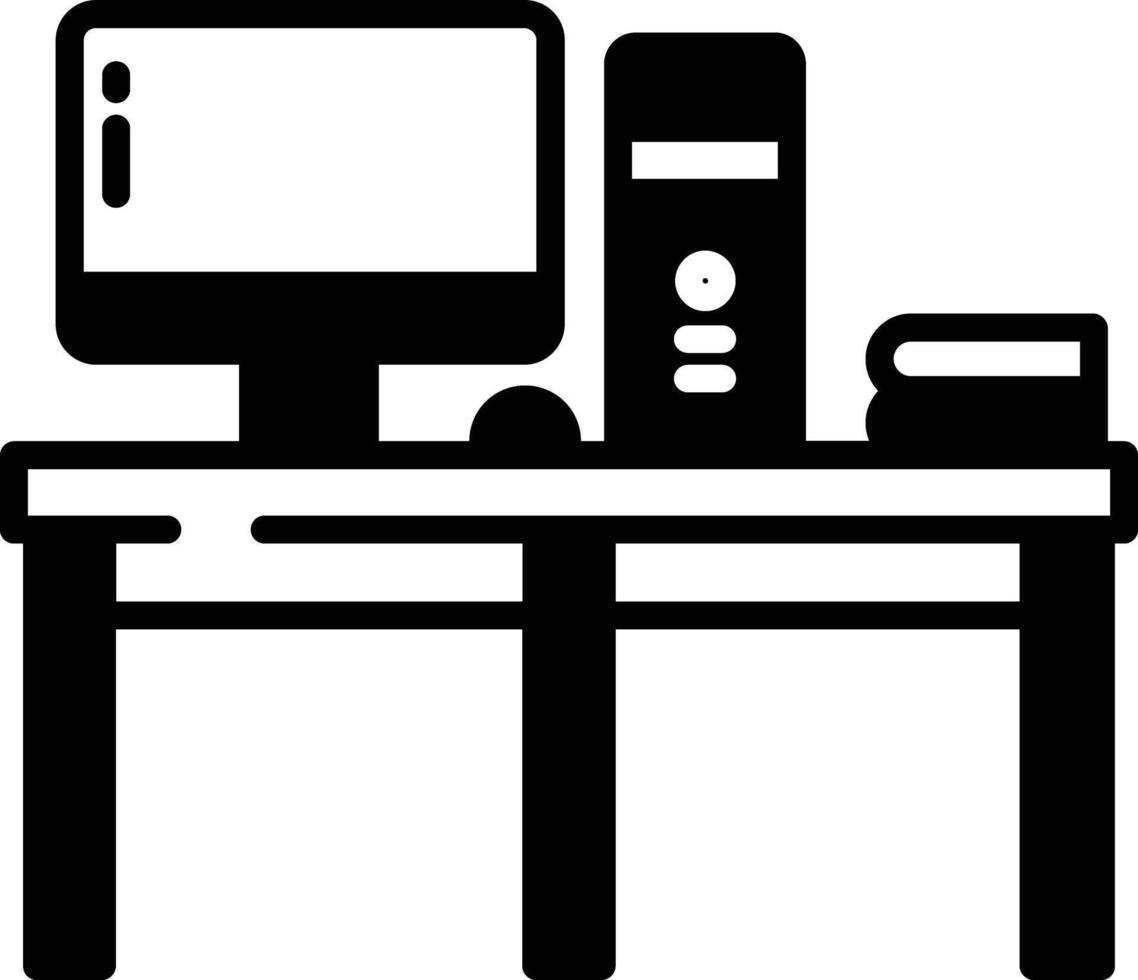 Study table  glyph and line vector illustration