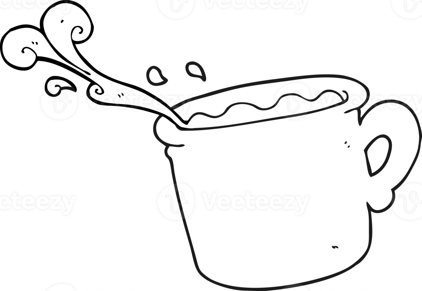 black and white cartoon coffee cup png