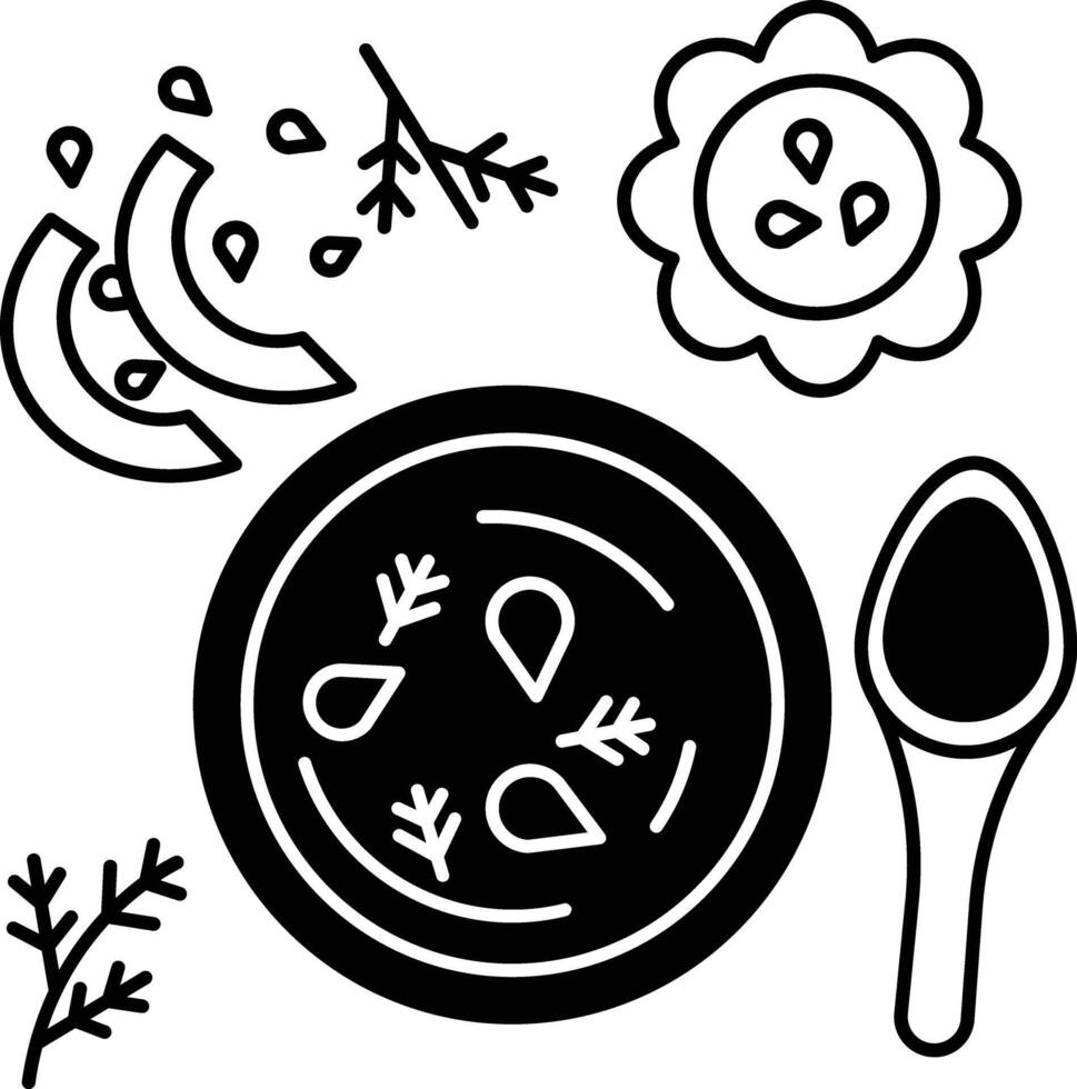Pumpkin soup glyph and line vector illustration