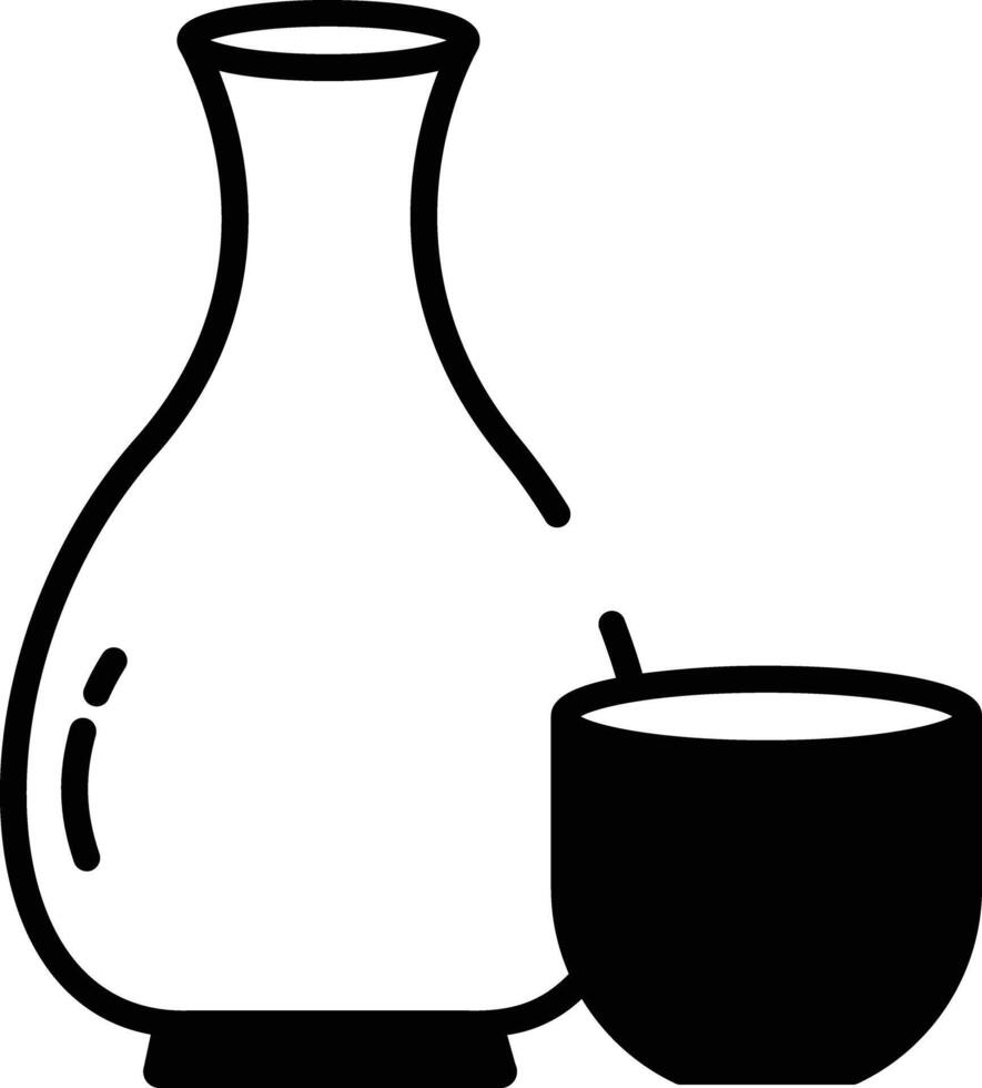 Sake glyph and line vector illustration
