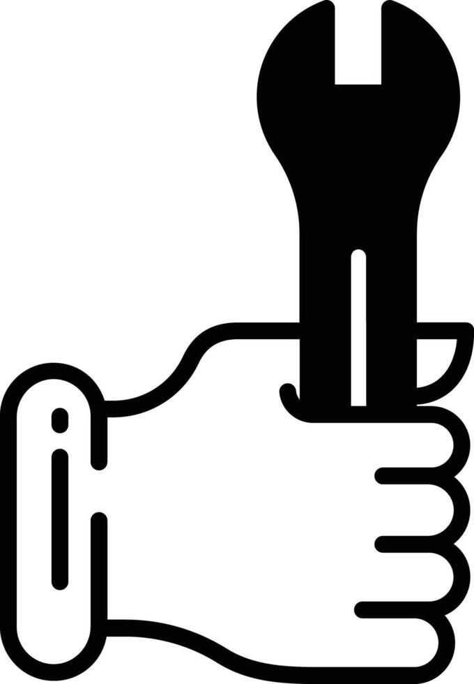 spanner glyph and line vector illustration