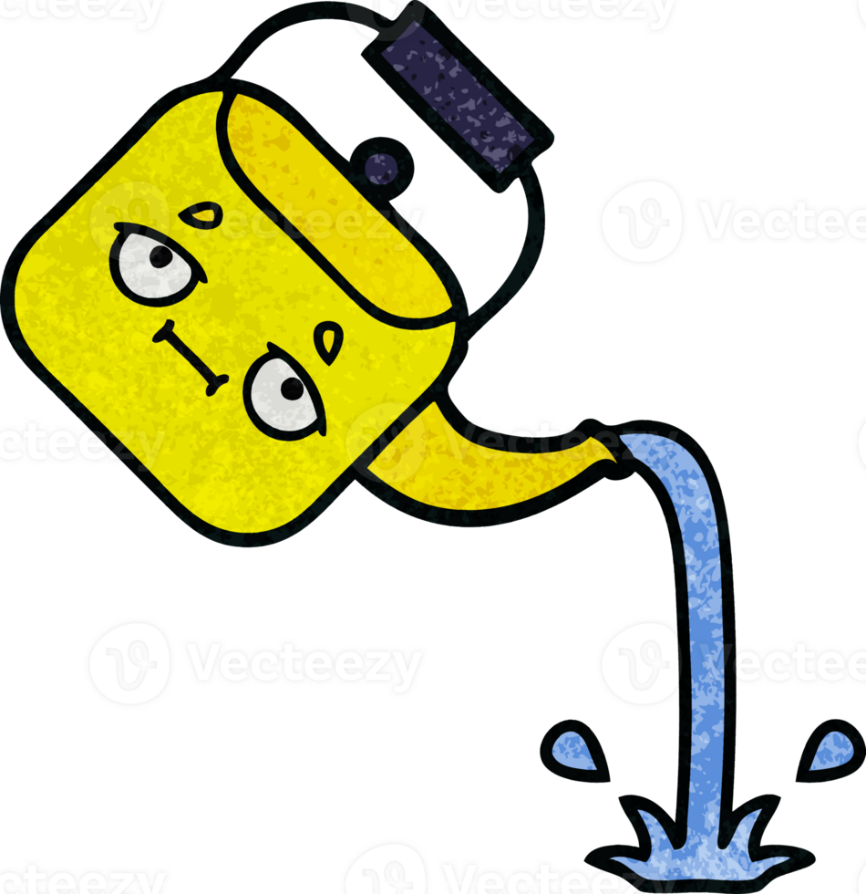 retro grunge texture cartoon pouring kettle png
