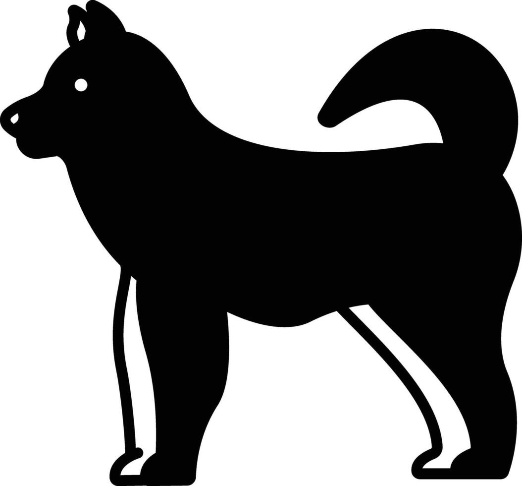 Malamute dog glyph and line vector illustration