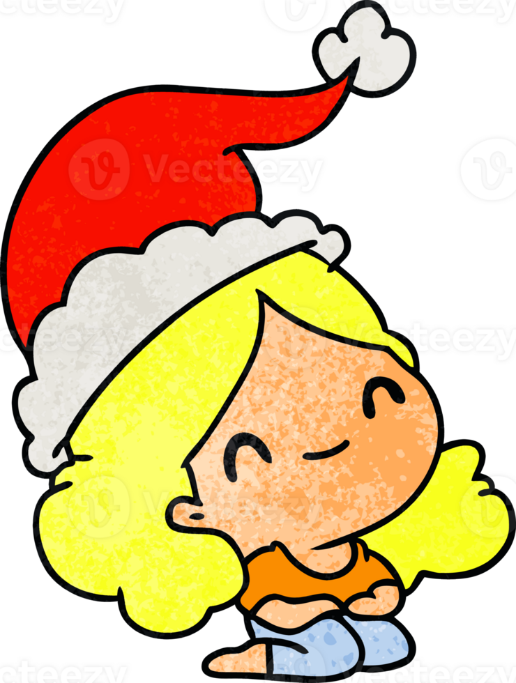 christmas textured cartoon of kawaii girl png