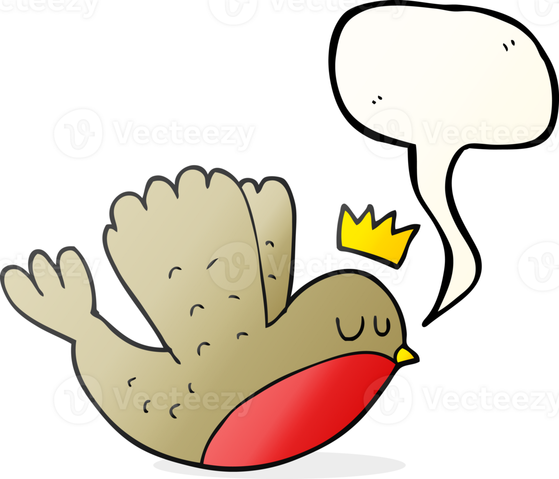 speech bubble cartoon flying christmas robin with crown png