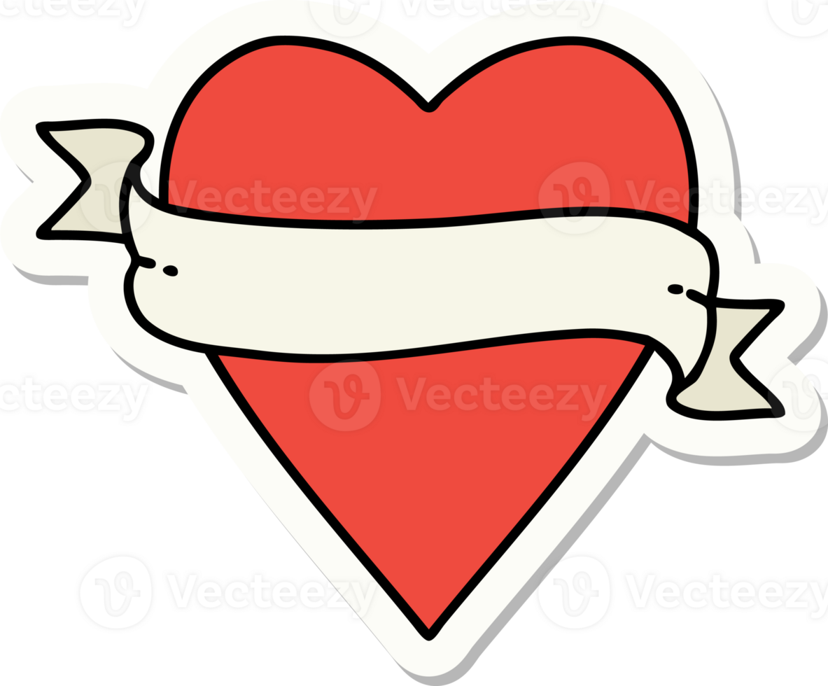 sticker of tattoo in traditional style of a heart and banner png