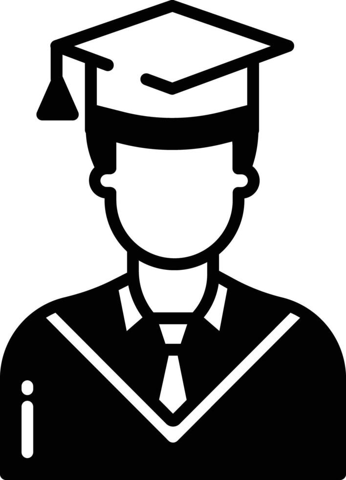 Graduate boy glyph and line vector illustration