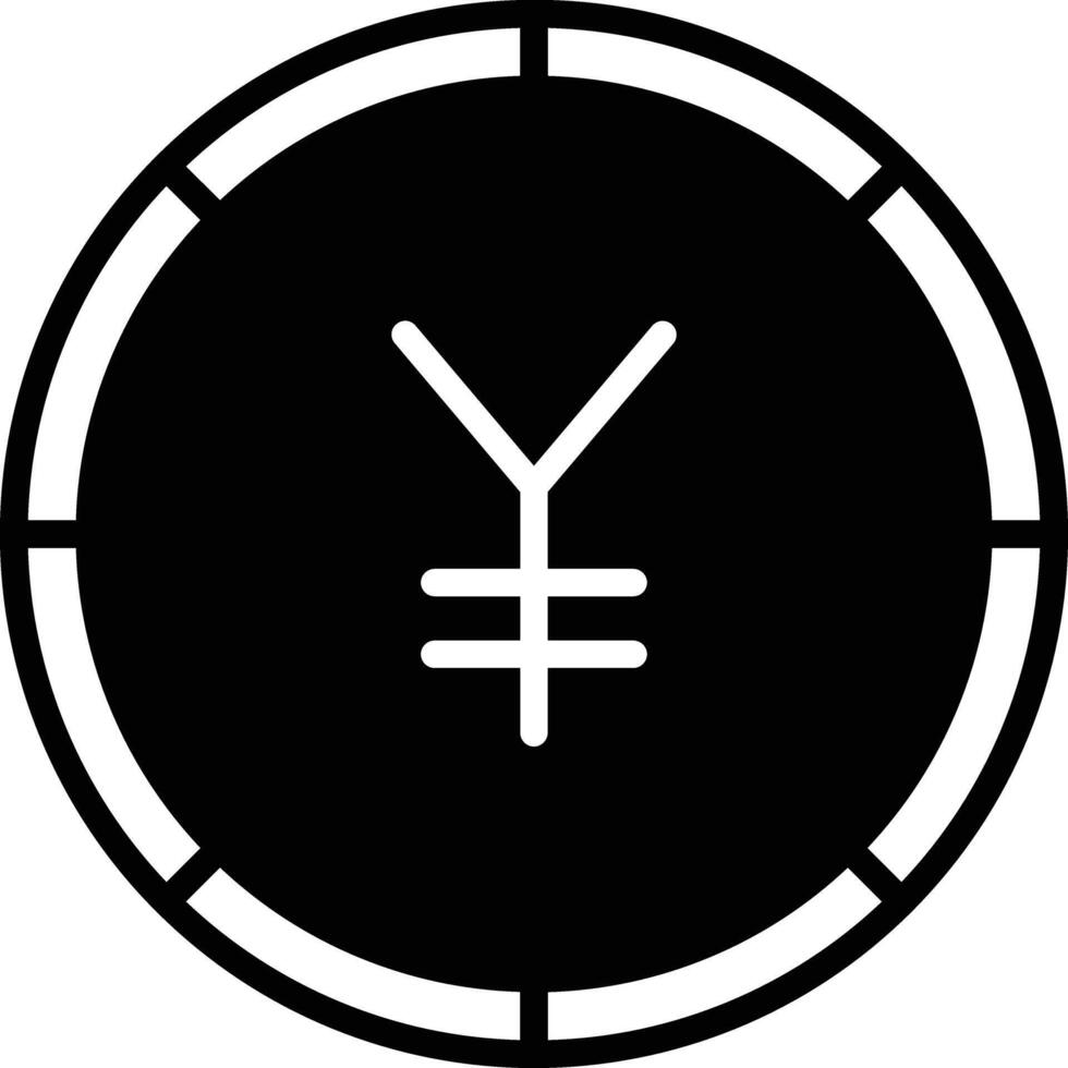 Yuan coin glyph and line vector illustration