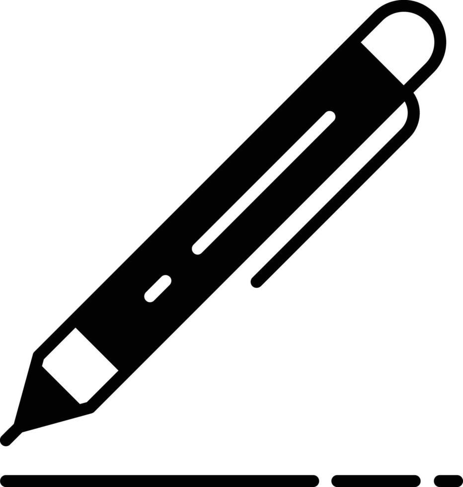 Ball Pen glyph and line vector illustration