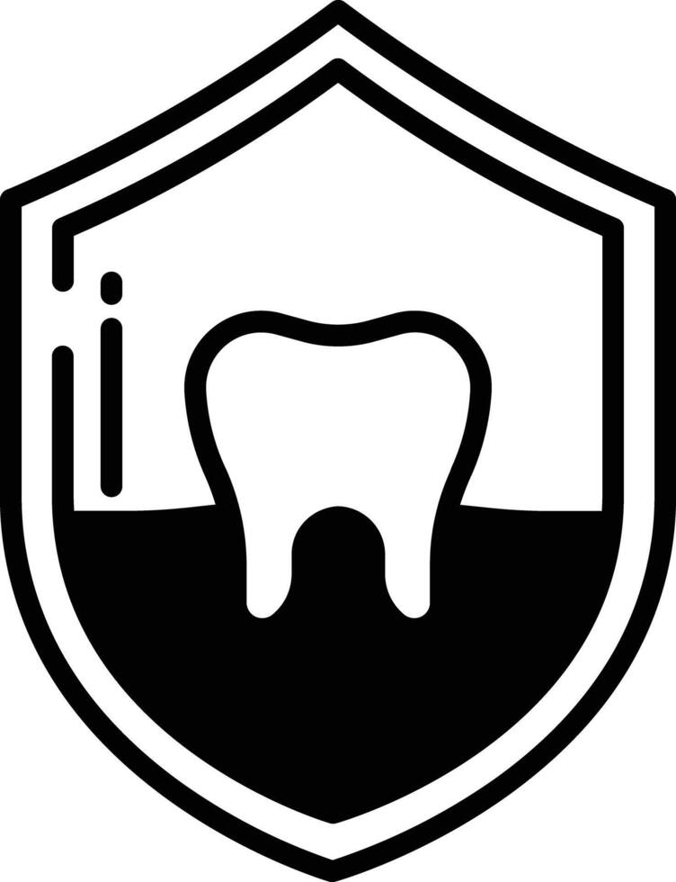dental proteccion glifo y línea vector ilustración
