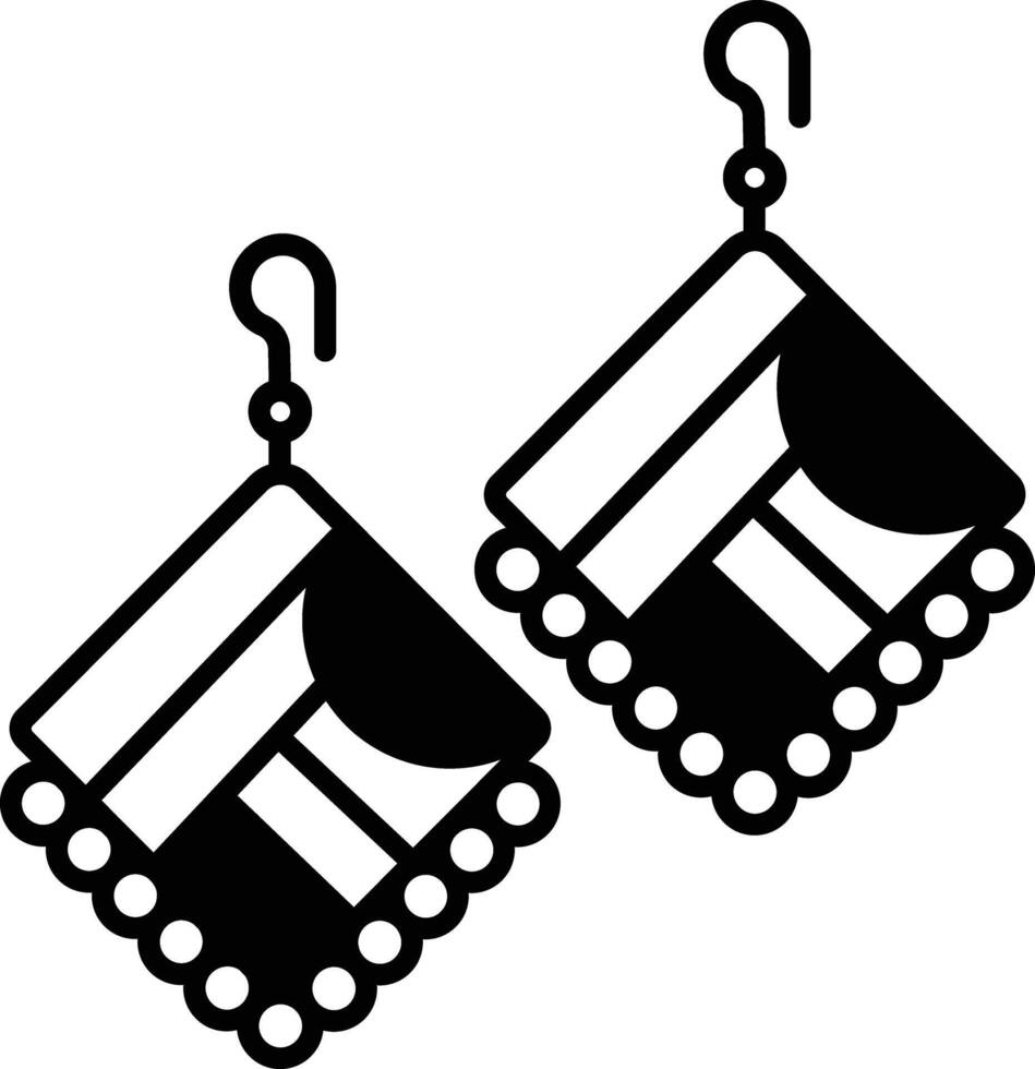 earring glyph and line vector illustration