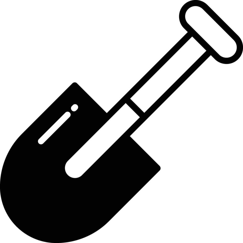 Shovel glyph and line vector illustration